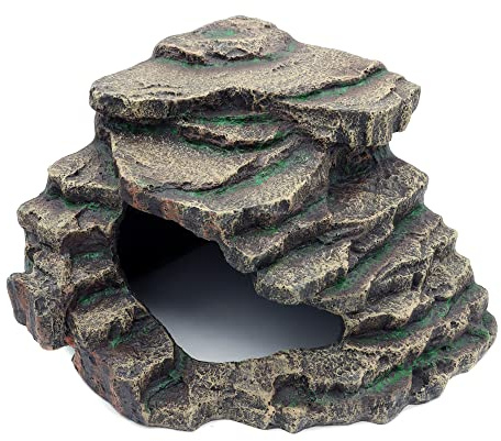 JIHAQUA skäggagam tank, tillbehör för extra stora reptiler, gömställen, grotta, habitatdekor för skäggagam, kläder