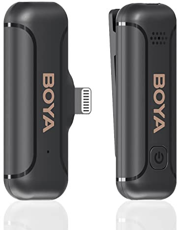 BOYA BY-WM3T2-D1 Wireless Lavalier Microphone for iPhone iPad, 2.4GHz Plug Play Lapel Clip-on Mic with Noise Cancelling for Interview Video Podcast Vlog YouTube Recording