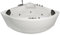 Basera® Premium Indoor Eck-Whirlpool Badewanne Futuna 140 x 140 cm mit 21 Massagedüsen, Heizung, Ozongenerator, Bodenansaugung, Wasserfall, LED-Ambiente, Touchpanel, Bluetooth, Radio