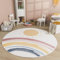TT Home Babyzimmer Teppich Rund Kinderzimmer Waschbar Regenbogen Sonne, Farbe:Blau Gelb Pink, Größe:120 cm Rund