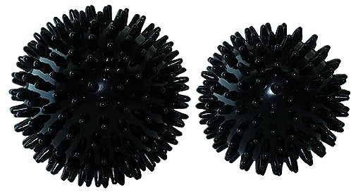 Igelball Massageball Hart. Massage Ball mit Noppen Stachelball für Fuss Hand Rücken Muskelmassage. Für Plantarfasziitis Muskelregeneration Myofasziale Entspannung Schmerzlinderung. (Schwarz)