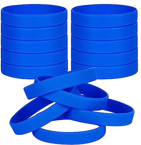 LVNRIDS 30 pièces Bracelets en silicone pour enfants, Bracelet élastique en caoutchouc de fête de sport pour l'école bleu