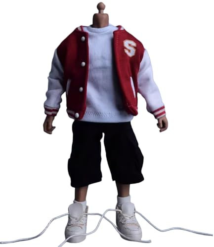 HiPlay 1/12 Scale Figure Doll Clothes: Red Baseball Coat for 6-inch Collectible Action Figure (Red)