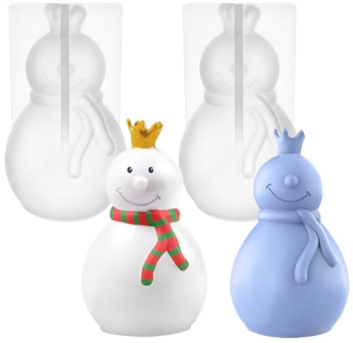 MONCAP 2 Stück 3D Schneemann Silikonform Weihnachten Schneemann Kerzenform Weihnachten Schneemann Gießform Schneemann Kerzengießform für Seife Kerze Aromasteinen DIY Winter Weihnachtsdeko
