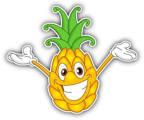 WildeBabsKLBT 11cm Hochwertiger Premium Auto-Aufkleber Sticker Decal Autoaufkleber Klebefolie fröhlich lustig lacht Spaß Cartoon Comic-Ananas H1975