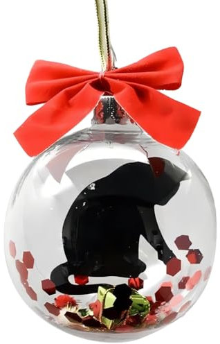 LINGLOUZAN Weihnachtskugel, Weihnachtsbaumschmuck, Durchsichtige, Ornament, Haus-HäNgekugel, Schwarze Katzen