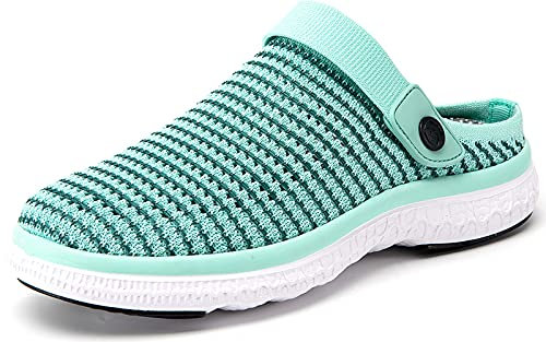 Zoccoli e Sabot Uomo Donna Sandali da Spiaggia Giardino Pantofole Maglia Traspirante Clogs Estate Antiscivolo Piatto Ciabatte, Verde Puro, 39 EU