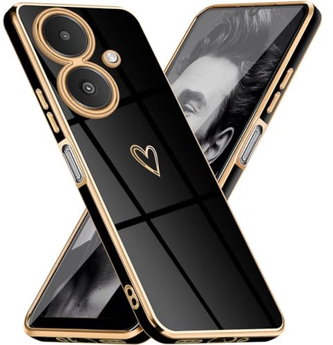 Coque Placage pour Xiaomi Redmi 13C 5G, Brillant Housse de Élégant Modèle de Coeur Conception Miroir avec Protégé Camera TPU Souple Anti-Rayures Antichoc Coque pour Xiaomi Redmi 13C 5G