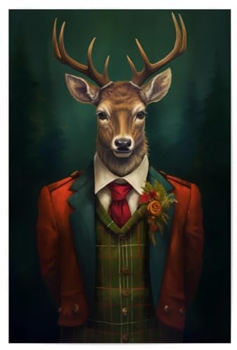 artboxONE Poster 60x40 cm Natur Folklore Hirsch - Bild hirsch digital art floral folklore