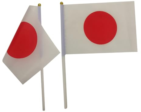 Operitacx 100 Stück 2020 Land-Stick-Flagge handgehaltene Fahnen japanische Flagge nationale Landesflagge Flaggen handgehaltene Stockfahnen Auf Bestellung Banner Handheld-Stick rot