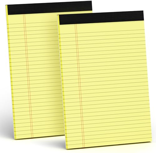 Notizblöcke, 2 Stück, 21,6 x 27,9 cm, gelbe Notizblöcke, 8,5 x 11 Notizblöcke, 8,5 x 11 Schreibblöcke aus Papier, 21,6 x 28,9 cm, College-Notizblöcke, liniert, gelb liniert, 30 Blatt pro Notizblöcke,