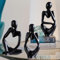 AOOGON 3 Stück Abstrakte Kunst Figuren Statuen Deko, Denker Skulptur Deko, Skulptur Ornamente für Wohnzimmer, Bücherregal, Esstisch, Büro (Schwarz)