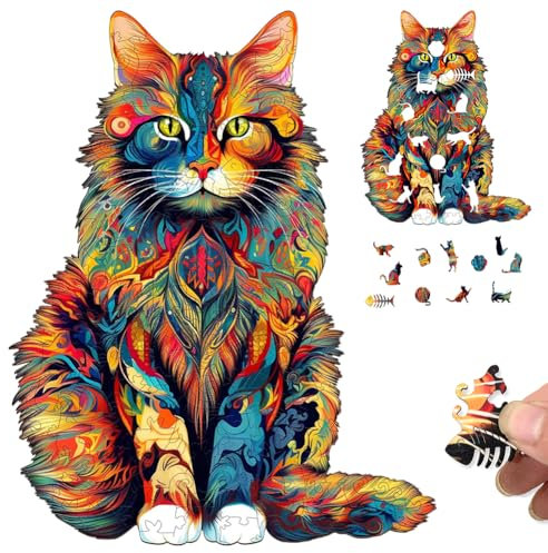 Wooden Puzzles for Adults, Animal Wooden Jigsaw Puzzle, 3D Unique Animal Shape Puzzle, Wooden Animal Puzzles for Adults Kids, for Family Game and Home Decor (22.9x28.4cm, 130pcs)