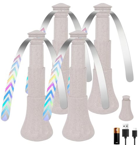 Ventilateur de Table, YWAQMCT Rétractables Ventilateur Anti-Mouches pour Table, avec Lames Holographiques, Idéal pour Repousser Les Mouches à L'intérieur et à L'extérieur (4, Blanc de Paille)