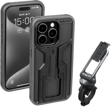 TOPEAK RideCase mit Halterung für iPhone 15 Pro, Schwarz/Grau