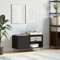 IKAYAA Mueble Tocadiscos 85x38x48 cm, Mueble de Discos de Madera, Tocadiscos de Vinilo Stand, Estanteria CD, Mueble para Vinilos, 5E4DS Negro