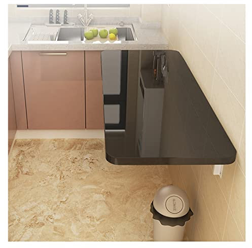Klappbarer Wandtisch für Küche, Frühstück, Bar, Tisch, Wandmontage, Klapptisch, Esstisch, Arbeitstisch für Zuhause, Büro, Waschküche (schwarz, 35 x 100 cm)