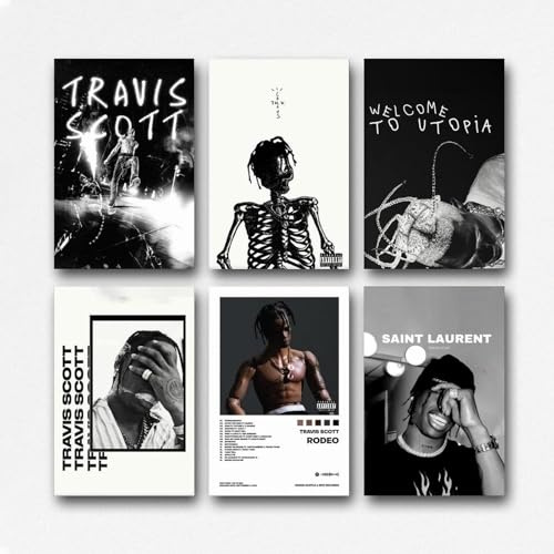 Un juego de 6 pósteres de Travis, póster de Scott Rap Travis, póster creativo de Scott Rap, póster de lienzo de Scott Rap, póster de Travis, póster de Scott Rapper, álbum de música, póster de Rodeo,