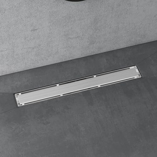 doporro Bodenablauf Komplettset Duschrinne 60cm Edelstahl Dusche Duschablauf mit Gruchstop und Haarsieb befliesbar Duschabfluss Chrom KE110