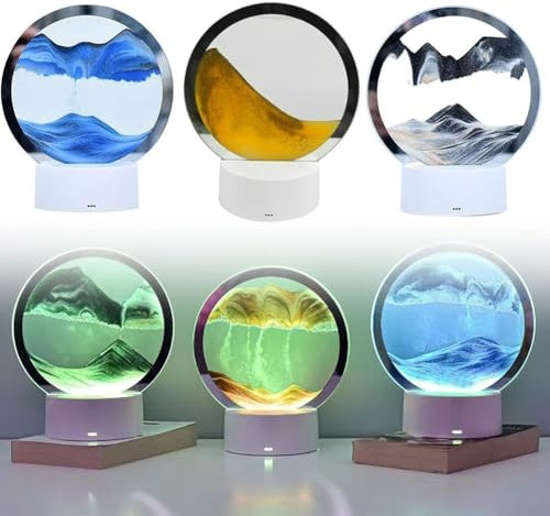 3-in-1-Sanduhr-Lampe, langsamer und schneller Farbwechsel-Modus, einfarbiger fester Modus, Touch-Schalter-Steuerung, Must-Have-Dekoration (Gold)