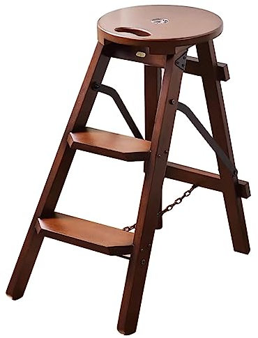 ZGFOZJGC Marchepied en Bois Tabouret de Cuisine Échelle à Trois marches Marchepied Pliable en Bois d'hévéa Capacité de Charge 150 kg