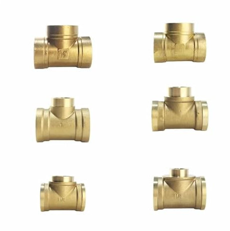 GHNQBAHID 1pc Pneumatic Plumbing Brass Pipe Fitting Female Thread 1/2 - 2 BSP Reducing Tee Type Copper Fittings Water Oil Gas Adapter(1 To 3I4)