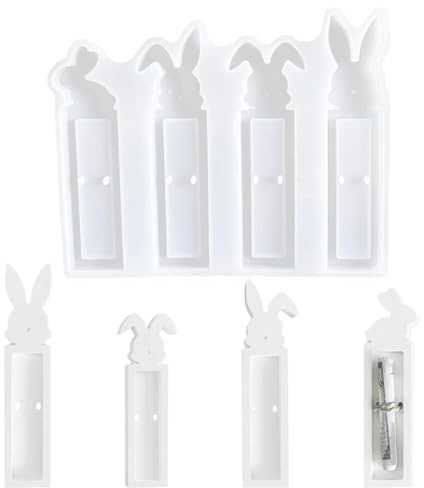 QZKJQDD Silikonform Ostern Geldgeschenk, 4 Stück Silikonform Ostern, Osterhase Silikonform Geldgeschenk, Silikonformen Gießformen Ostern, Für DIY Epoxidharz Formen Ostern（Kaninchen Geldgeschenk B）