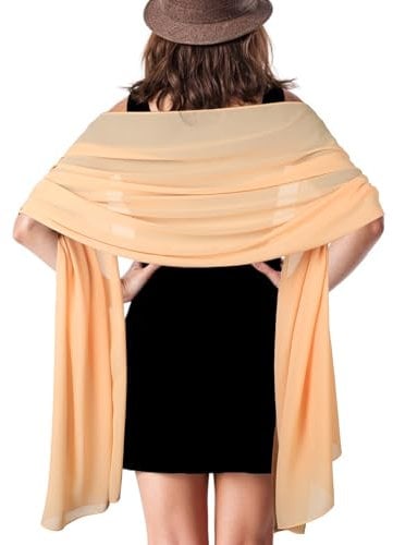 Jeffdad Stola Damen, Leichter Weicher Schal Sheer Schal Stola für Abendkleider, Chiffon Sommer Schal Organza Stole Festliche Stola für Abendkleid Brautkleid Hochzeit Alltag(Kamel)