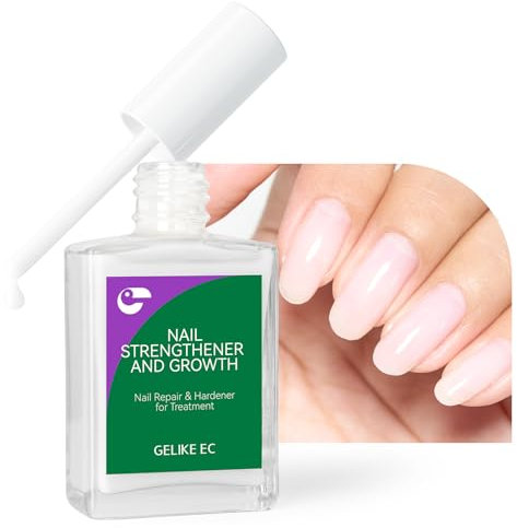 Gelike ec Nail Care Growth and Strengthener: White Nail Strengthener Repair for Thin Damaged and Brittle Nails 15ml