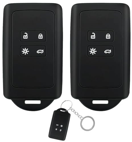 2 Pièces Étui en Silicone Souple pour Porte Clef Voiture Renault, Etui Carte Renault avec Porte-Clés, Compatible avec Renault Clio, Espace 5, Master Bus, Talisman, Megane, Scenic, Kadjar, Noir