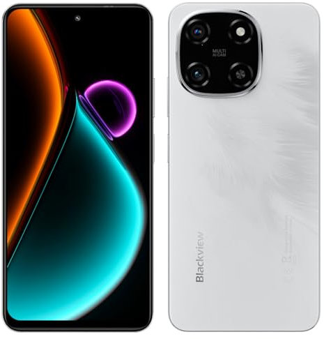 Blackview Color 6 AI Smartphone, 24GB+256GB, Fotocamera 50MP+13MP, 6,67 HD+, 3 Slot per Schede, Telefono Cellulare Android 15, Ricarica Rapida 18W, Altoparlante Smart-K Box, Doke AI App, GPS Bianco