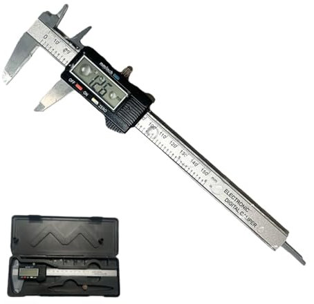 Calibro Digitale Professionale 150mm/6 in Acciaio Inox, Micrometro Precisione Decimale Elettronico a Corsoio con Display LCD Impermeabile, Per Misure Interne, Esterne, Profondità e Spessore