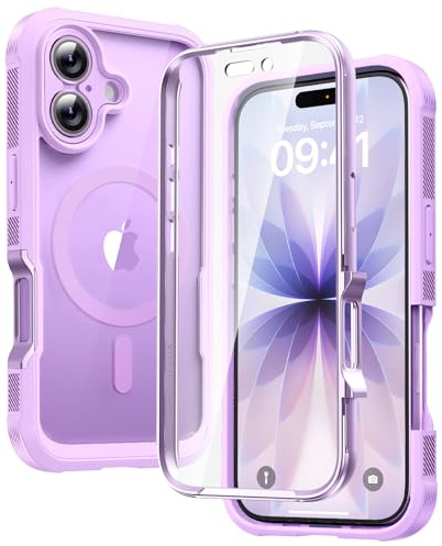 Diaclara Magnetic for iPhone 17 Case 6.3-Inch, Fit for MagSafe, Full Body Bumper Case with Built-in Touch Sensitive Anti-Scratch Screen Protector, [Full Camera Protection] Phone Cover (Purple)