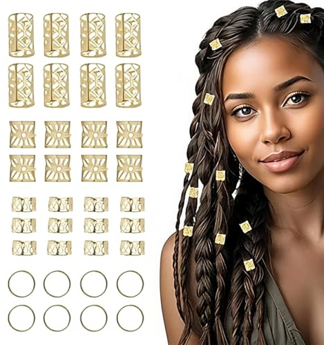 80pcs Oro Gioielli Dreadlocks Trecce Clip, Dreadlock Perline Clip a Spirale,Capelli Treccia,Accessori Decorazione,Per Uomini e Donne