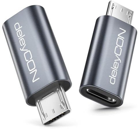 deleyCON USB C auf Micro USB Adapter, Daten & Laden, 2 Stück | USB C Buchse auf Micro USB Stecker, für Galaxy S7, PS4 Controller, Kamera, Kopfhörer, Tablet usw.