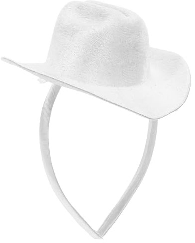 HAMPPLIES Stirnband Modisches Party Accessoire Cowboyhut Leichtes und für Damen aus Polyester Leichtes und Western Haarband in Weiß für Halloween und Festtagsfeiern