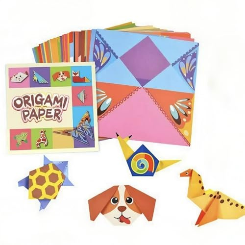 WENHUIHAO 54 Blatt Origami Papier mit 27 Mustern und Anleitungsbuch, Basteln Fürmädchen Kreativ-Set, Spielzeug für Reisen, Schule, Urlaub, Aktivitäten, Basteln Origami Kinder ab 5 Jahre