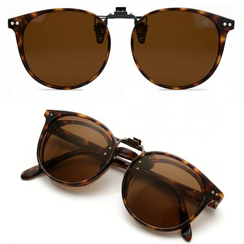 CREYESTAL Polarisiert Sonnenbrillen Aufsatz Brille, Sonnenbrille Clip, Anhebbar und Ultraleicht, Herren, Damen 100% UV400