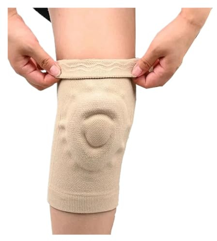 YANSHUYU Ginocchiera Sportiva Ginocchiere sottili in silicone da 1 pezzo Fitness Dance Pattinaggio Sport Basket Ciclismo a rotelle Fascia Ginocchio(Beige-1pcs,M 40-50CM)