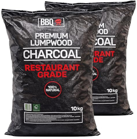 Green Olive Firewood Company - 20KG (2 x10kg) Restaurant Grade Lumpwood BBQ Charcoal Bag - Large Chunks for Longer Cooking - Ideal for Charcoal Barbecues and Outdoor Grilling - Premium BBQ Coal