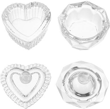 Tofficu 2 Vasos de Cristal para Manicura con Tapa, Mini Copa para Uñas, Recipiente para Líquido Acrílico y Polvo, Adecuado para Uñas Naturales, Postizas y Acrílicas, Uso Profesional