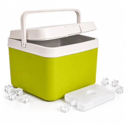Nevera portátil de 15 l con acumulador de frío móvil y elemento de refrigeración, máxima potencia de refrigeración y frescura larga, bolsa nevera (verde)