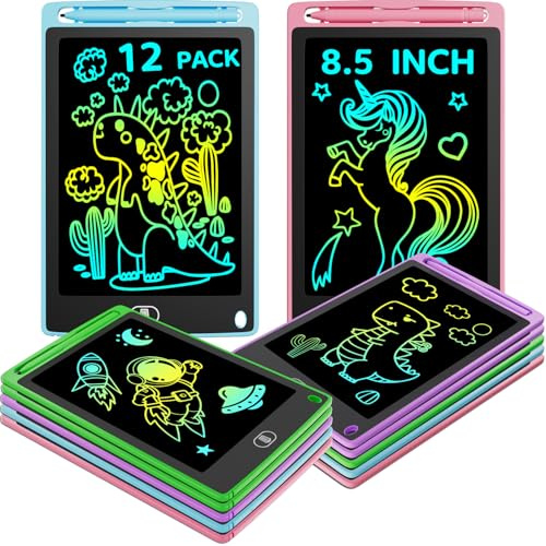 Electight LCD Schreibtafel 12er Set, Zaubertafel Kinder | Maltafel für Jungen Mädchen ab 3 Jahre, Löschbare Zeichenbrett mit Stift, Kinderspielzeug, Geschenk für Weihnachten