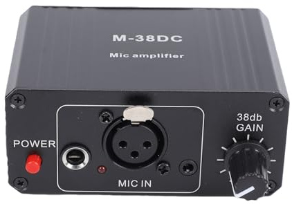 Yechiry Mikrofonvorverstärker, 38 DB Einstellbarer Verstärkungs-Mikrofonverstärker mit 48 V Leistung, XLR-3,5-mm-6,35-mm-Ausgänge, Rauscharm, Ideal für Dynamische Kondensatormikrofone