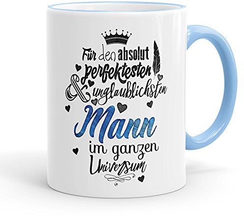 Funtasstic Tasse Für den absolut perfektesten Mann - Kaffeepott Kaffeebecher 300 ml, Farbe:skyblue