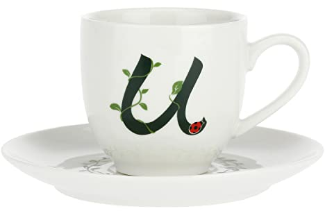 La Porcellana Bianca - Gift Box Tazza Caffè con piattino Lettera 'U' Solotua