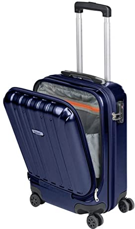 Valise Cabine avec Compartiment Ordinateur Portable Bagage à Main Trolley Rigide et Léger 4 roulettes Doubles pivotantes à 360º Serrure TSA Sulema (Bleu)