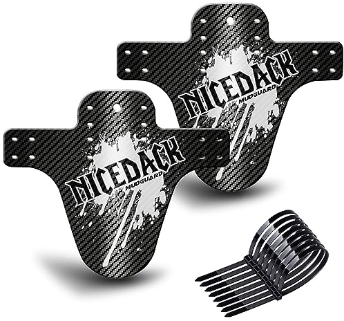 NICEDACK MTB Schutzbleche,Fahrrad Mudguard 2 Stücke MTB Mud Guard Mountainbike Hinten und Vorne Schlamm schaber Spritzschutz (B-Schutzbleche Carbon Look, B-Weiß)