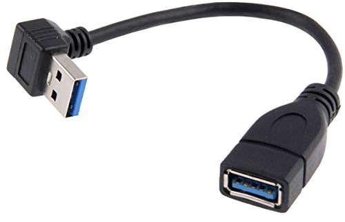 cablecc Cavo di prolunga da USB 3.0 tipo A maschio a USB 3.0 tipo A femmina, 20 cm, 5 Gbps, 90 gradi (angolo basso)