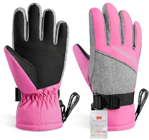 WALSKING Kids Winter Gloves-3M Thinsulate Snow Waterproof Ski Cold Weather Insulated Outdoor Snowboard Gloves for Boys Girls Youth